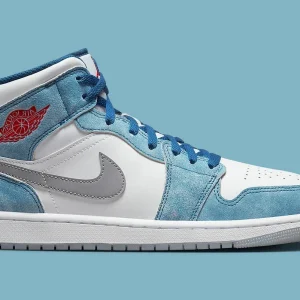Jordan 1 Mid French Blue Fire Red