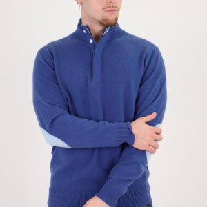 Pull Col montant zip/boutons bicolore